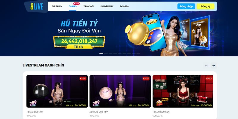 Chế độ live game trực tiếp tại 8LIVE