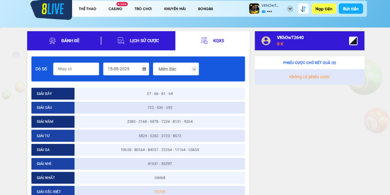 Kết quả Xổ số 8LIVE được cập nhật liên tục từng phút