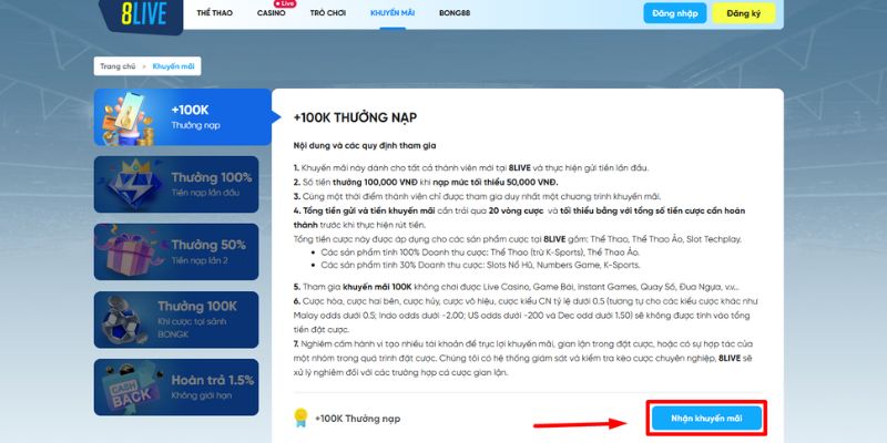 Khuyến mãi ngập tràn dành cho người chơi tại 8LIVE
