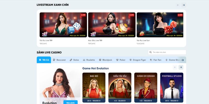 Casino 8live đa dạng game và bàn cược